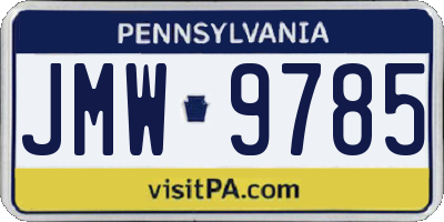 PA license plate JMW9785