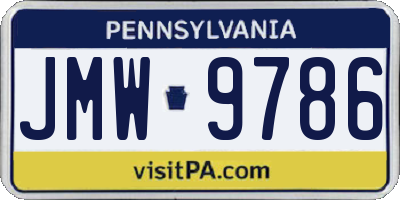 PA license plate JMW9786