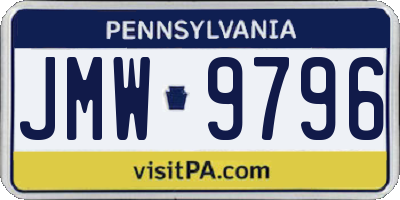PA license plate JMW9796