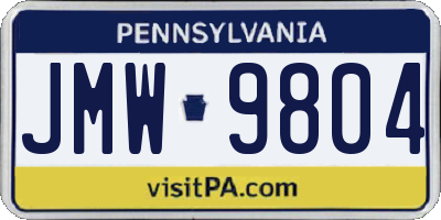 PA license plate JMW9804