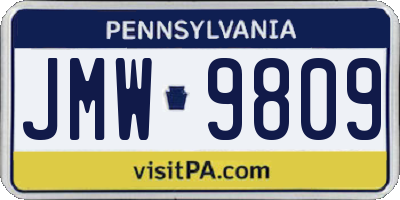 PA license plate JMW9809