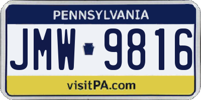 PA license plate JMW9816