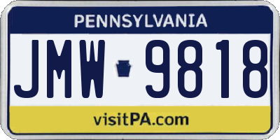 PA license plate JMW9818