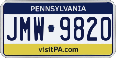 PA license plate JMW9820