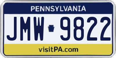 PA license plate JMW9822
