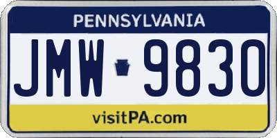 PA license plate JMW9830