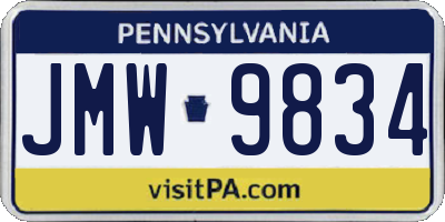 PA license plate JMW9834