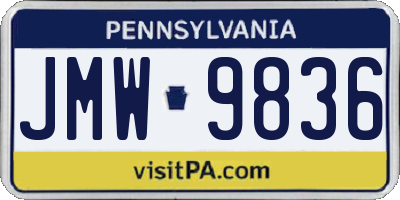 PA license plate JMW9836
