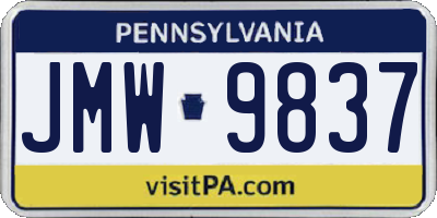 PA license plate JMW9837