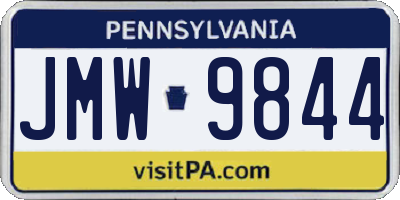 PA license plate JMW9844