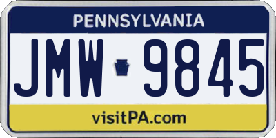 PA license plate JMW9845
