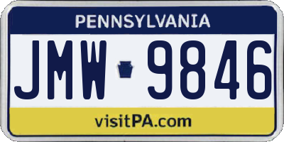 PA license plate JMW9846