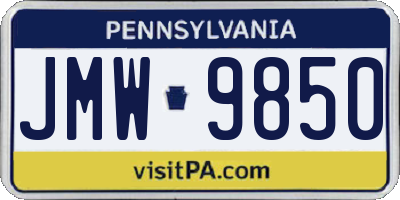 PA license plate JMW9850