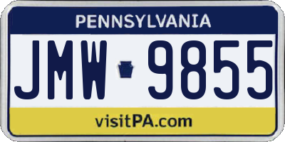 PA license plate JMW9855