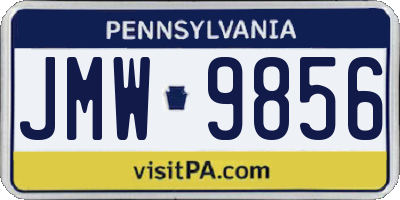 PA license plate JMW9856