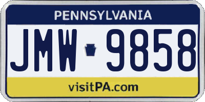 PA license plate JMW9858