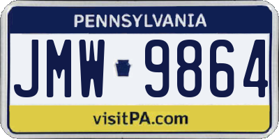 PA license plate JMW9864