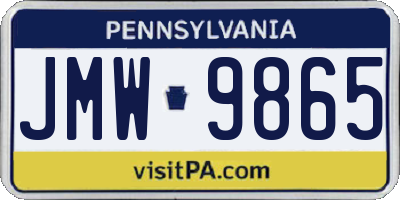 PA license plate JMW9865