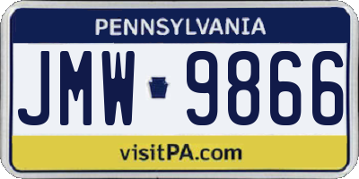 PA license plate JMW9866