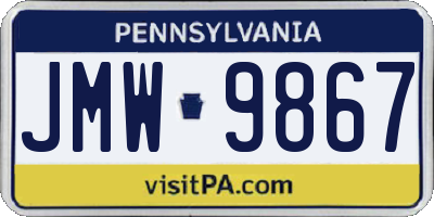 PA license plate JMW9867