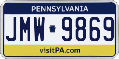 PA license plate JMW9869