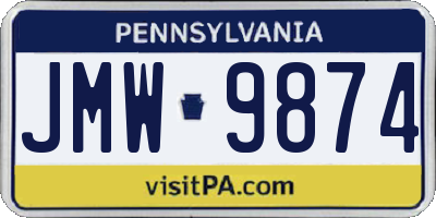 PA license plate JMW9874