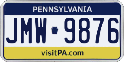 PA license plate JMW9876