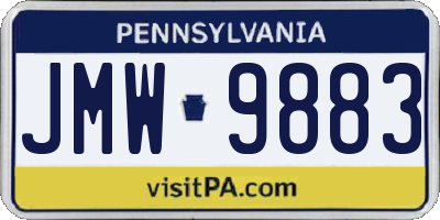 PA license plate JMW9883