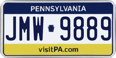 PA license plate JMW9889