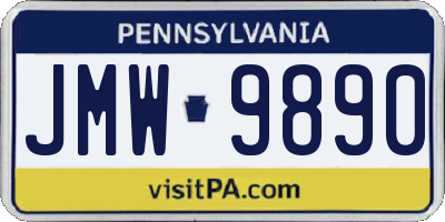 PA license plate JMW9890