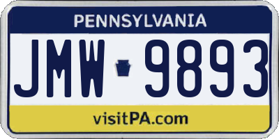 PA license plate JMW9893