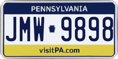 PA license plate JMW9898