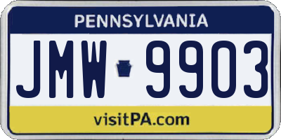 PA license plate JMW9903