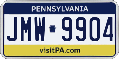 PA license plate JMW9904
