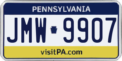 PA license plate JMW9907