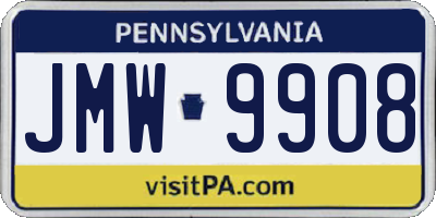 PA license plate JMW9908