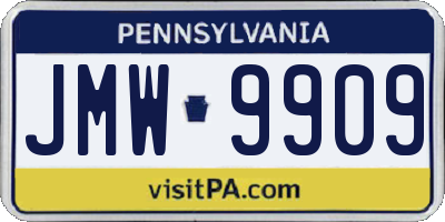 PA license plate JMW9909