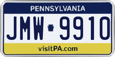 PA license plate JMW9910