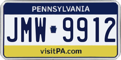 PA license plate JMW9912