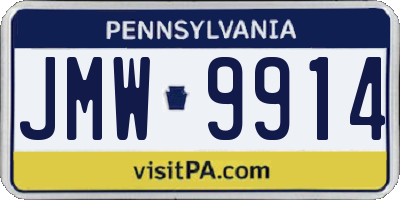 PA license plate JMW9914
