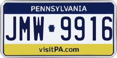 PA license plate JMW9916
