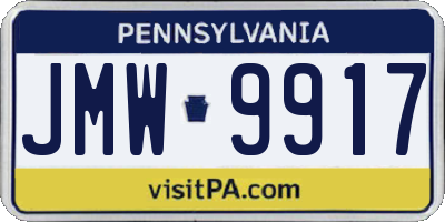 PA license plate JMW9917