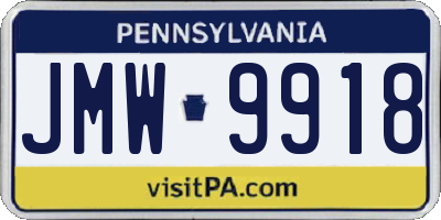PA license plate JMW9918