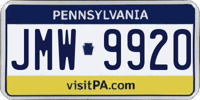 PA license plate JMW9920