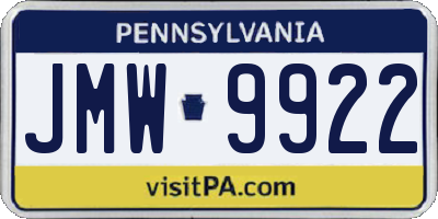 PA license plate JMW9922