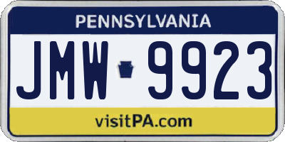 PA license plate JMW9923
