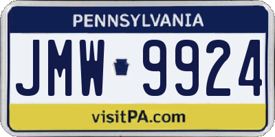 PA license plate JMW9924