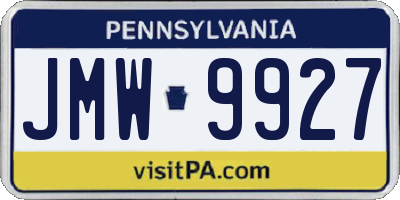 PA license plate JMW9927