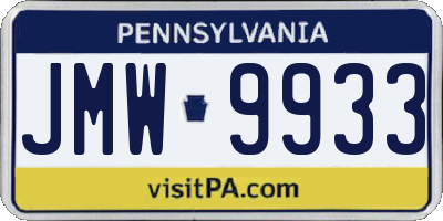 PA license plate JMW9933