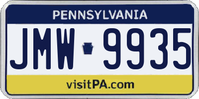 PA license plate JMW9935